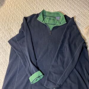 Tommy Bahama Navy and Green 1/4 Zip-Up Sweater